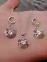 Juego Joyeria De Plata 925, Aretes Con Cadena Y Dije, (jdp387)