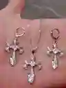 Juego Joyeria De Plata 925, Aretes Con Cadena Y Dije, (jdp388)