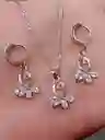 Juego Joyeria De Plata 925, Aretes Con Cadena Y Dije, (jdp389)