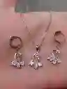 Juego Joyeria De Plata 925, Aretes Con Cadena Y Dije, (jdp389)