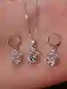 Juego Joyeria De Plata 925, Aretes Con Cadena Y Dije, (jdp390)