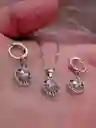 Juego Joyeria De Plata 925, Aretes Con Cadena Y Dije, (jdp249)