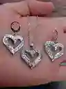 Juego Joyeria De Plata 925, Aretes Con Cadena Y Dije, (jdp253)