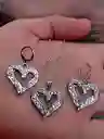 Juego Joyeria De Plata 925, Aretes Con Cadena Y Dije, (jdp253)