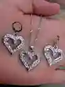 Juego Joyeria De Plata 925, Aretes Con Cadena Y Dije, (jdp253)