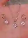 Juego Joyeria De Plata 925, Aretes Con Cadena Y Dije, (jdp393)