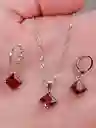 Juego Joyeria De Plata 925, Aretes Con Cadena Y Dije, (jdp396)