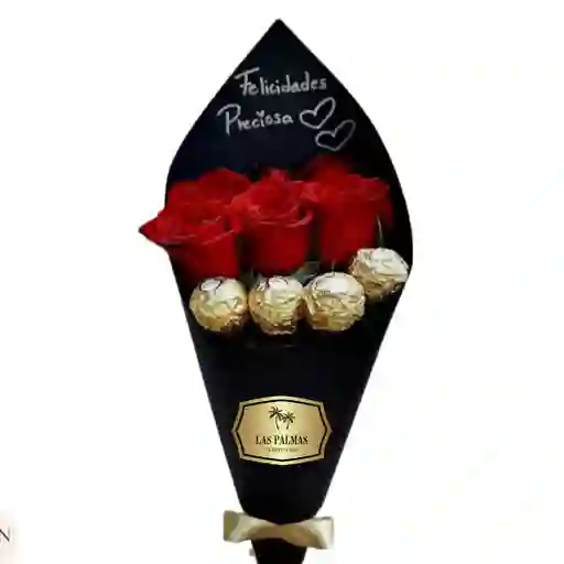 Bouquet De Rosas Y Chocolates Ferrero Para Regalar