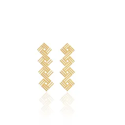 Aretes Tribal Doble Rombo Baño Oro