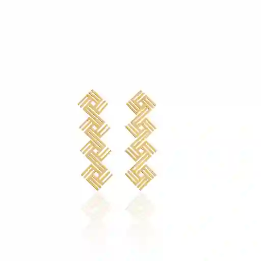 Aretes Tribal Doble Rombo Baño Oro