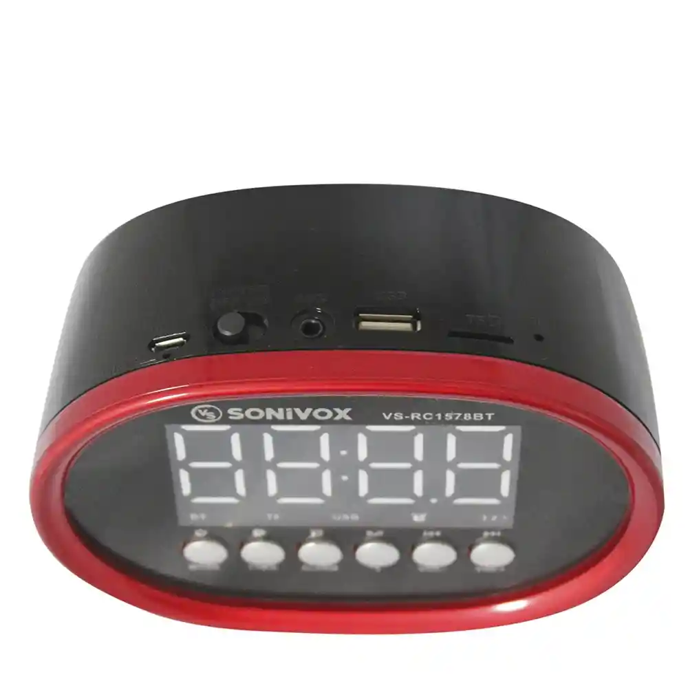 Radio Reloj Despertador Fm Con Bluetooth Memoria Usb Microsd Recargable