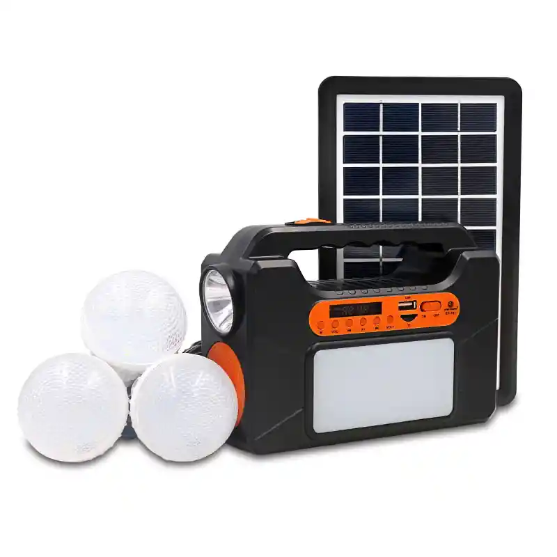 Kit Panel Solar Parlante Bt Cargador Usb Lámpara Linterna Fm