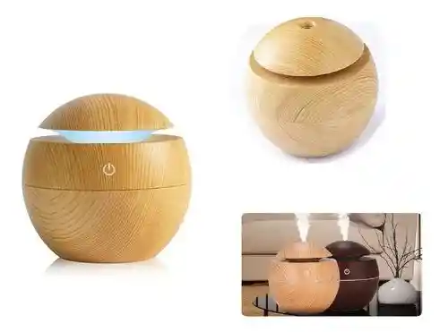 Humidificador Difuminador De Aromas Ultrasonic Aroma 415-5 Con Led Que Cambia De Color Pequeño Para Habitaciones Infantiles Baby Ball Color Madera Blanca 110v/220v