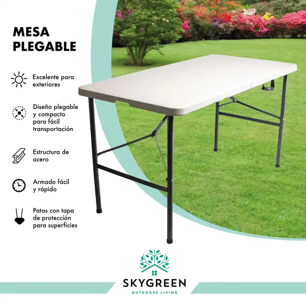 Mesa Plastica Plegable 122x60 Mesa Para Jardin Camping