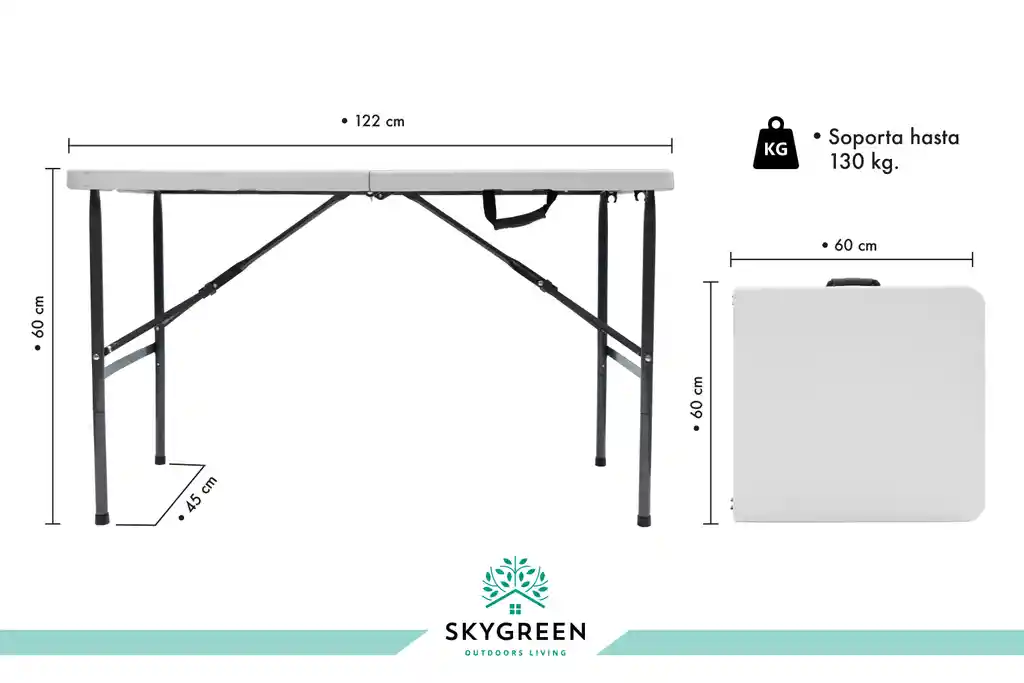 Mesa Plastica Plegable 122x60 Mesa Para Jardin Camping