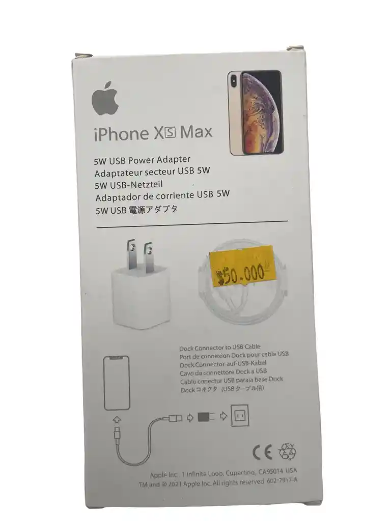 Cargador Iphone 5w Aaa