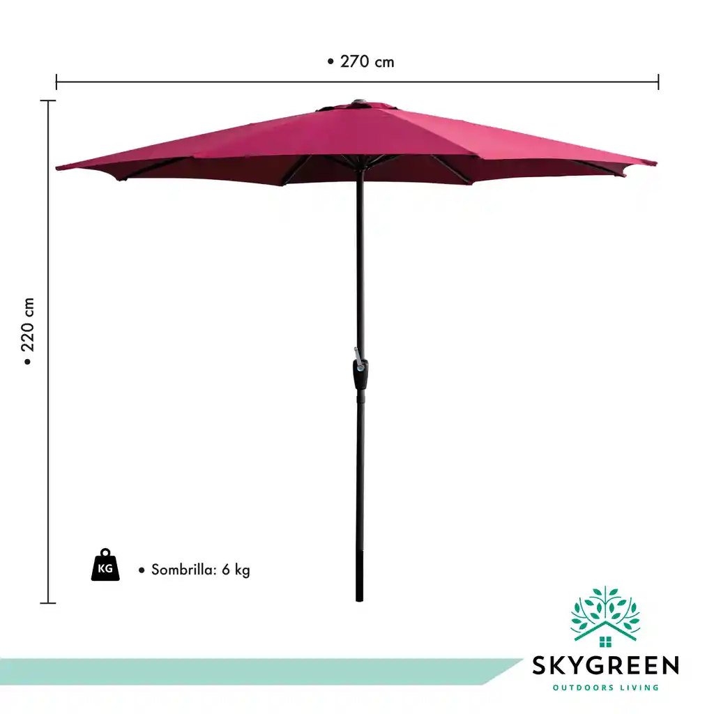 Parasol Sombrilla Playa 2.7 Metros De Altura Reforzado Rojo