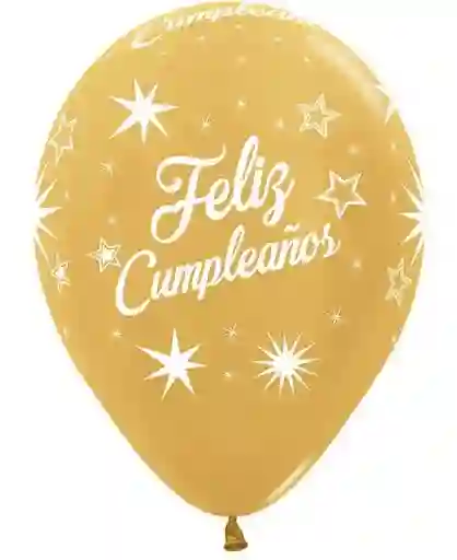 R-12 Globos Bombas Feliz Cumpleaños Destellos Doradas X 12 Globos