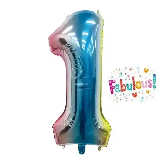 Numero 1 Inflable Metalizado Tornasol 16-18" 46 Cm