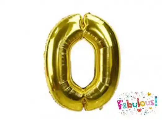 Numero 0 Inflable Metalizado Dorado 32" 82 Cm