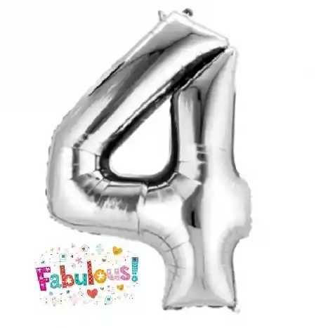 Numero 4 Inflable 32" 82 Cm Plateado