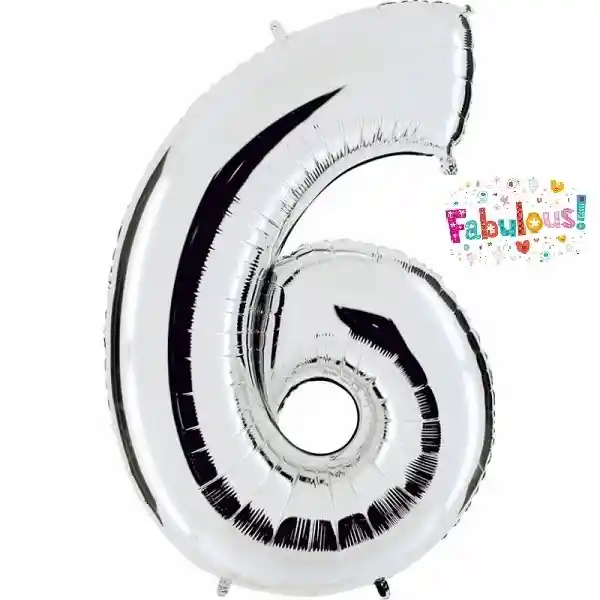 Numero 6 Inflable 32" 82 Cm Plateado