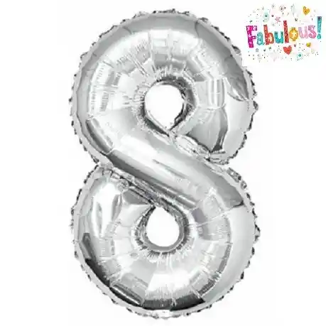 Numero 8 Inflable 32" 82 Cm Plateado