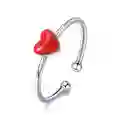 Anillo Ajustable Mujer Corazón Rojo Amor En Plata 925