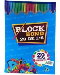 Block Papel Bond 28 En Octavos Sin Formato Blanco X20 Hojas