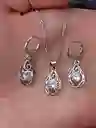 Aretes Cadena Y Dije En Plata 925; Con Bolsa De Regalo En Terciopelo; Juego (jdp214)