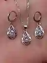 Aretes Cadena Y Dije En Plata 925; Con Bolsa De Regalo En Terciopelo; Juego (jdp214)