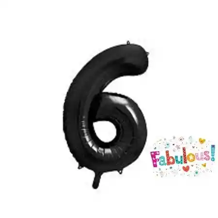 Numero 6 Inflable Metalizado Negro 16"-18" 43 Cm