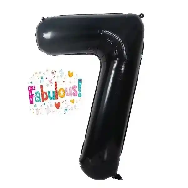 Numero 7 Inflable Metalizado Negro 16"-18" 43 Cm