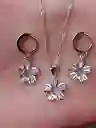 Aretes Cadena Y Dije En Plata 925; Con Bolsa De Regalo; Juego (jdp221)