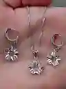 Aretes Cadena Y Dije En Plata 925; Con Bolsa De Regalo; Juego (jdp221)