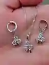 Aretes Cadena Y Dije En Plata 925; Con Bolsa De Regalo; Juego (jdp224)