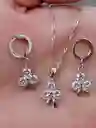 Aretes Cadena Y Dije En Plata 925; Con Bolsa De Regalo; Juego (jdp224)