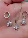 Aretes Cadena Y Dije En Plata 925; Con Bolsa De Regalo; Juego (jdp224)