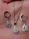 Aretes Cadena Y Dije En Plata 925; Con Bolsa De Regalo; Juego (jdp225)