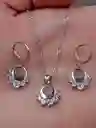 Aretes Cadena Y Dije En Plata 925; Con Bolsa De Regalo; Juego (jdp229)