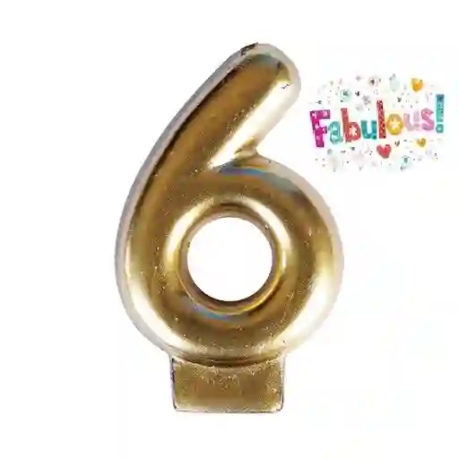 Vela Metalizada Numero 6 Dorada Sempertex