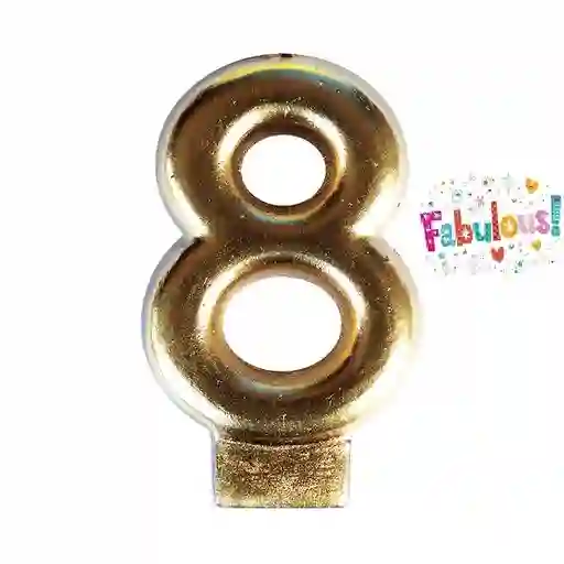 Vela Metalizada Numero 8 Dorada 7 Cm Sempertex
