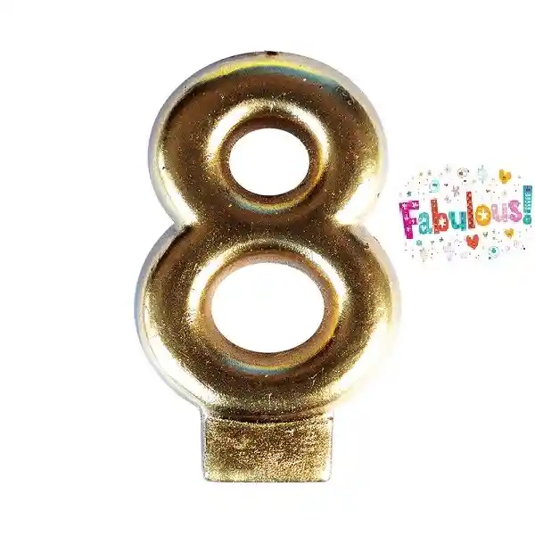 Vela Metalizada Numero 8 Dorada 7 Cm Sempertex