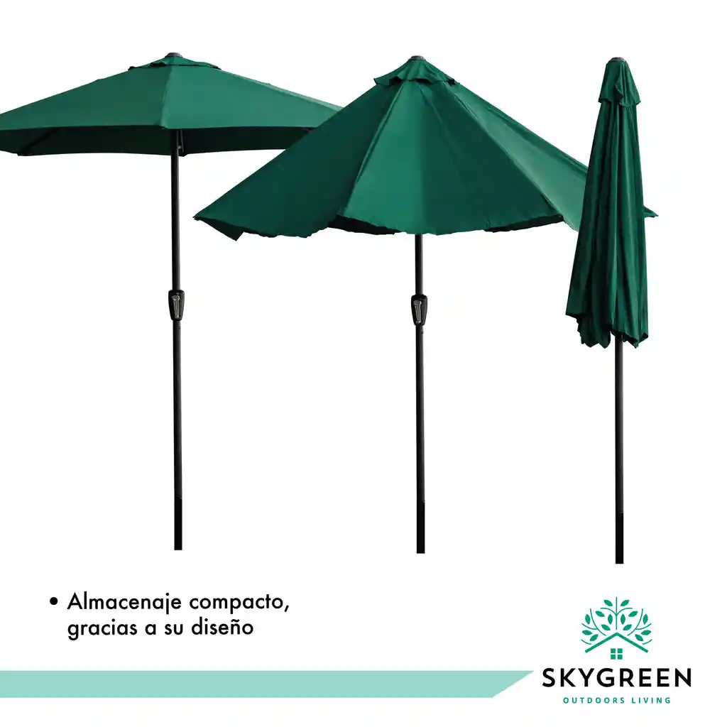 Parasol Sombrilla Playa 2.7 Metros De Altura Reforzado Verde