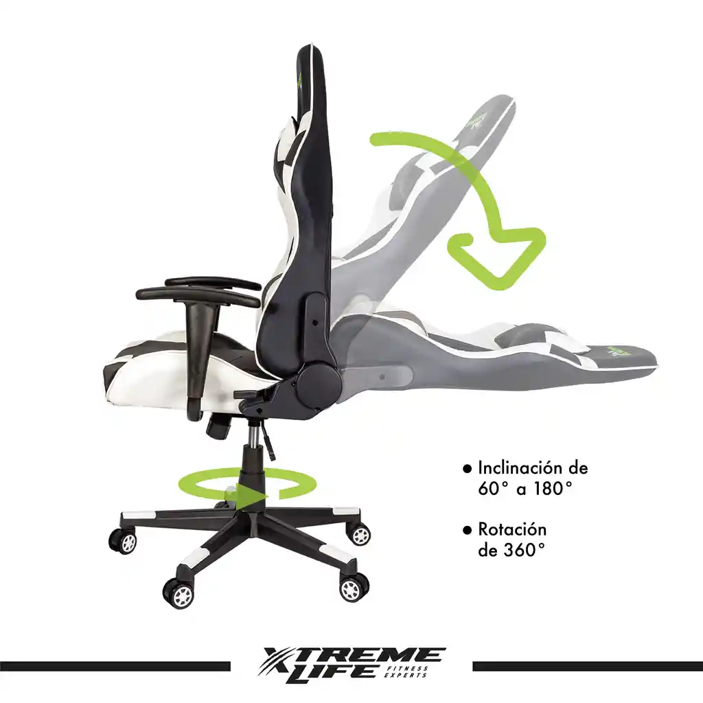 Silla Oficina Gamer Ergonómica Reclinable Giratoria Blanca