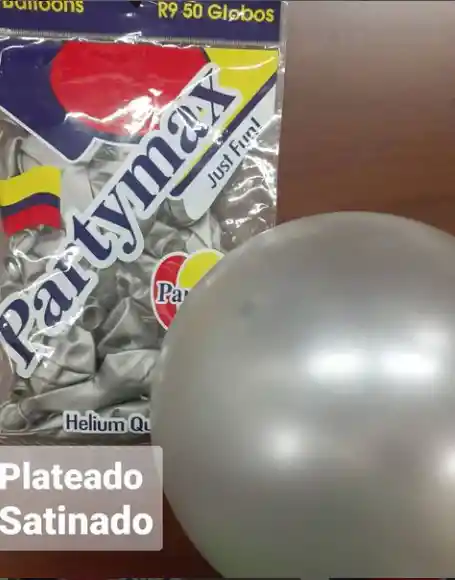 Globo Latex Redondo Plateado Satinado R9 X 50 Und