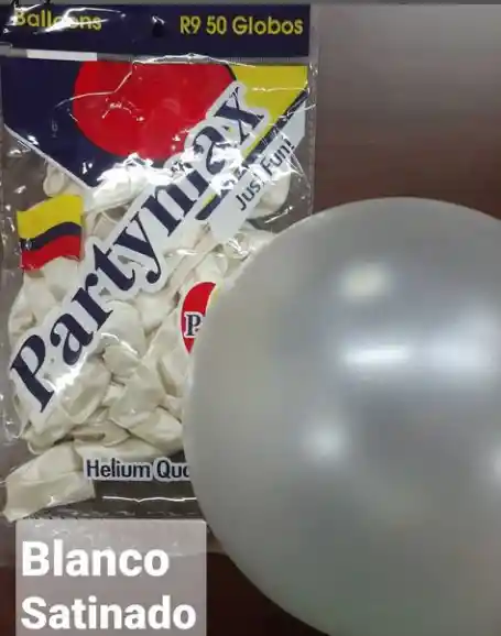 Globo Latex Redondo Blanco Satinado R9 X 50 Und