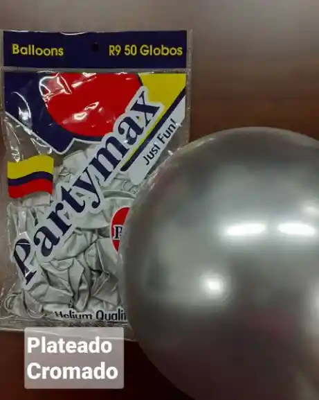 Globo Latex Redondo Plateado Cromado - Reflex R9 X 50 Und