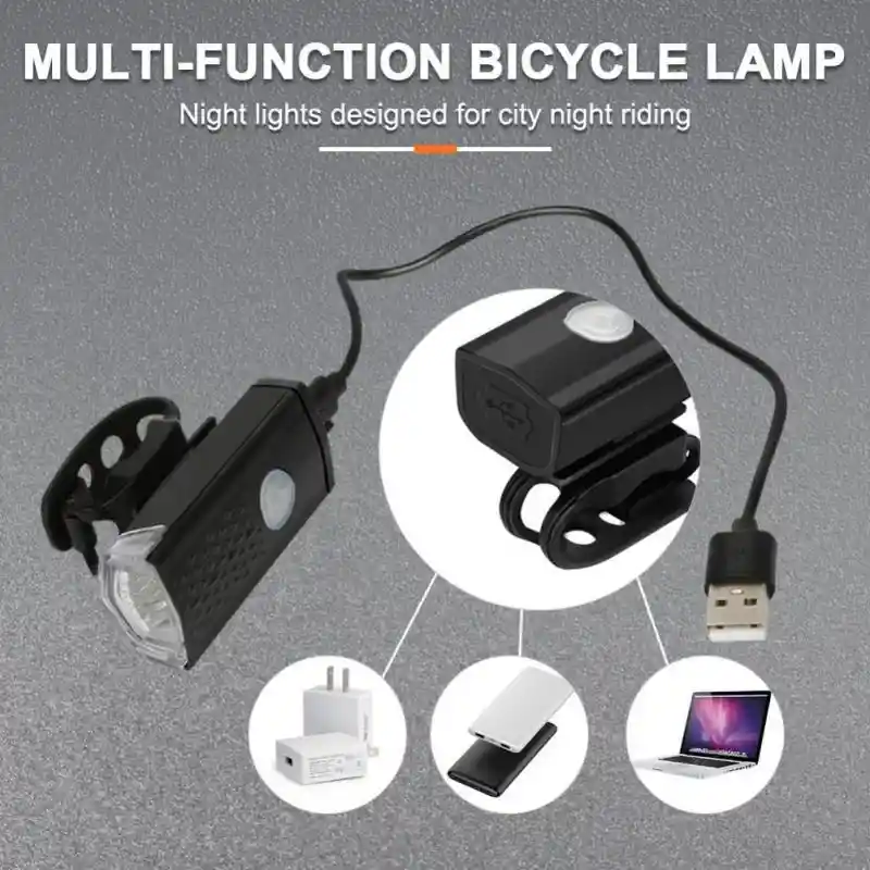 Luz Led Delantera 300 Lúmenes Para Bicicleta Recargable Usb