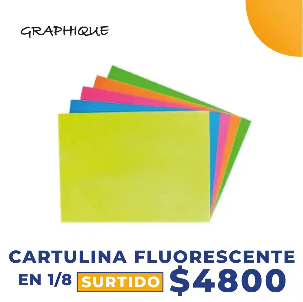 Cartulina Fluorescente En 1/8 Surtido